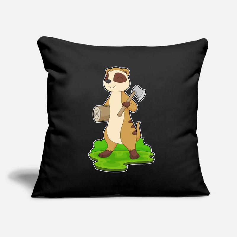 Hache de bûcheron suricate Housse de coussin décorative 45 x 45 cm