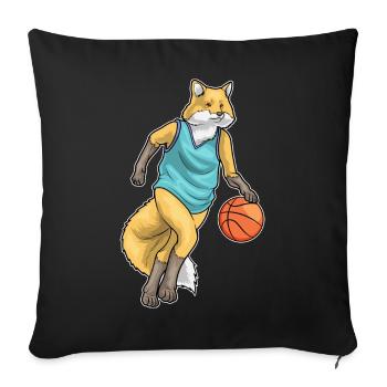 Fuchs Basketballspieler Basketball - Sofakissenbezug 45 x 45 cm - Schwarz - Vorne