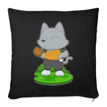 Cat Baseball Gant de baseball - Housse de coussin décorative 45 x 45 cm - noir - Devant