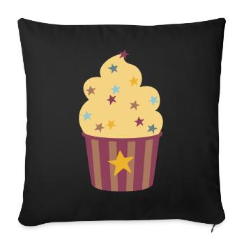 Icecream Star Stripe Cupcake Muffin à la crème glacée de Noël - Housse de coussin décorative 45 x 45 cm - noir - Devant