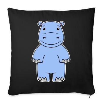 Hippopotamus - Sofa pillowcase 17,3'' x 17,3'' (45 x 45 cm) - black - Front