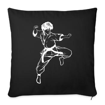 Croquis de karaté garçon - Housse de coussin décorative 45 x 45 cm - noir - Devant
