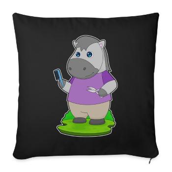 Cheval coiffeur Ciseaux Peigne - Housse de coussin décorative 45 x 45 cm - noir - Devant