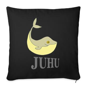 Baleine drôle - Housse de coussin décorative 45 x 45 cm - noir - Devant