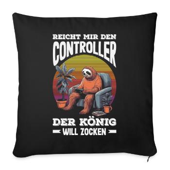 Hands me the controller – King wants to play - Sofa pillowcase 17,3'' x 17,3'' (45 x 45 cm) - black - Front