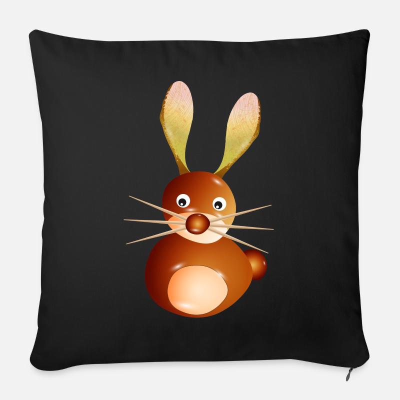 Lapin châtaignier mignon – Artisanat amusant et enfant - Housse de coussin décorative 45 x 45 cm - noir