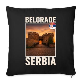 Belgrade, Serbia - Sofa pillowcase 17,3'' x 17,3'' (45 x 45 cm) - black - Front