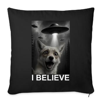 Renard, OVNI, Enlèvement dans la forêt, Humour, Extraterrestre - Housse de coussin décorative 45 x 45 cm - noir - Devant