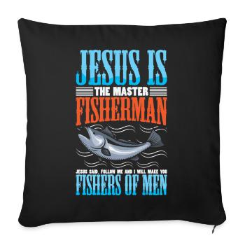 Fisherman Fish Fishing Sayings Funny Angler - Sofa pillowcase 17,3'' x 17,3'' (45 x 45 cm) - black - Front