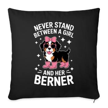 Dictons du chien de montagne bernois : drôle de cadeau bernois - Housse de coussin décorative 45 x 45 cm - noir - Devant