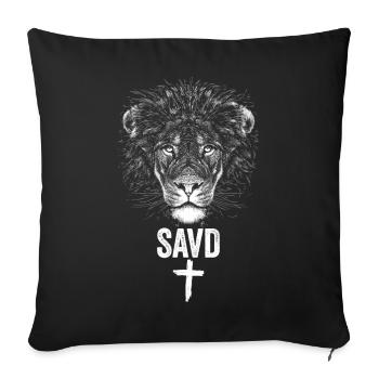 Lion Cross Bible Faith Christian Jésus rédempte - Housse de coussin décorative 45 x 45 cm - noir - Devant