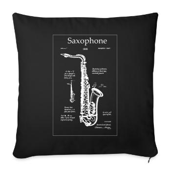 Noir Saxophone Blueprint - Sofa pillowcase 17,3'' x 17,3'' (45 x 45 cm) - black - Front