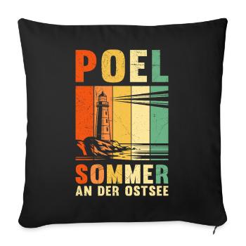 POEL SUMMER AT THE BALTIC SEA Retro Funny - Sofa pillowcase 17,3'' x 17,3'' (45 x 45 cm) - black - Front