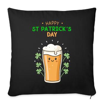 Bière Joyeuse St Patrick Jour - Housse de coussin décorative 45 x 45 cm - noir - Devant