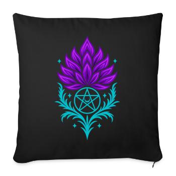 Distel mit Pentagramm - Spirituelles Symbol - Sofakissenbezug 45 x 45 cm - Schwarz - Vorne