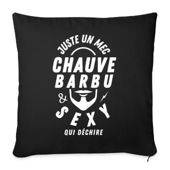Mec chauve barbu sexy qui déchire - Housse de coussin décorative 45 x 45 cm - noir - Devant