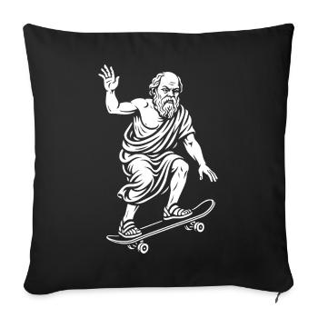 Ancien philosophe Socrate sur un skateboard - Housse de coussin décorative 45 x 45 cm - noir - Devant