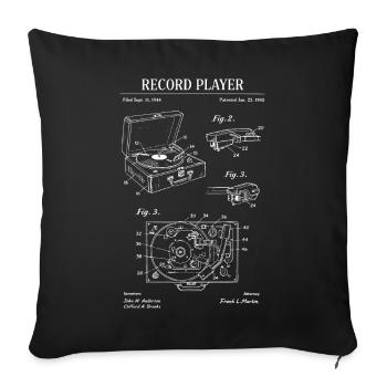 Retro Record Player Blueprint - Sofa pillowcase 17,3'' x 17,3'' (45 x 45 cm) - black - Front