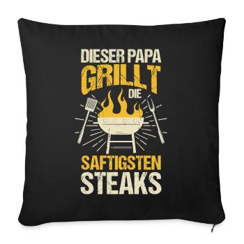 Barbecue, fête des pères, papa - Housse de coussin décorative 45 x 45 cm - noir - Devant