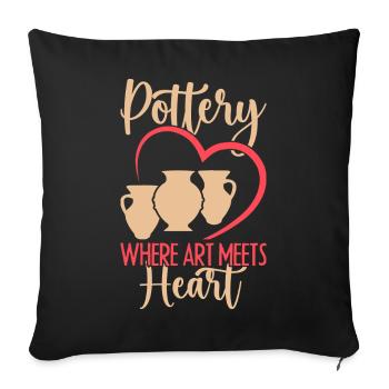 Gifts For Pottery Makers Pottery Meets Heart - Sofakissenbezug 45 x 45 cm - Schwarz - Vorne
