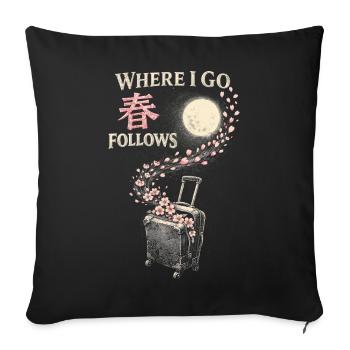 Cherry Blossoms Cherry Blossom Where I Go Sakura Follows - Sofa pillowcase 17,3'' x 17,3'' (45 x 45 cm) - black - Front