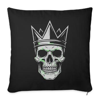 Motif de crâne couronne pour les éventails de crâne et de roche - Housse de coussin décorative 45 x 45 cm - noir - Devant