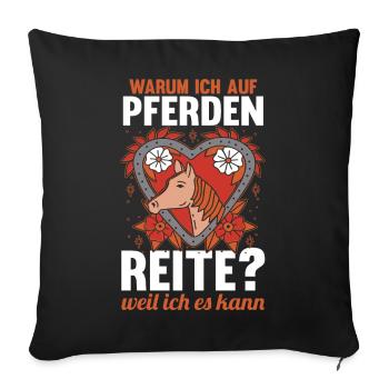 Reiten Pferdeliebhaber Reiterhof Pferde - Sofakissenbezug 45 x 45 cm - Schwarz - Vorne