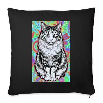 cat - Sofa pillowcase 17,3'' x 17,3'' (45 x 45 cm) - black - Front