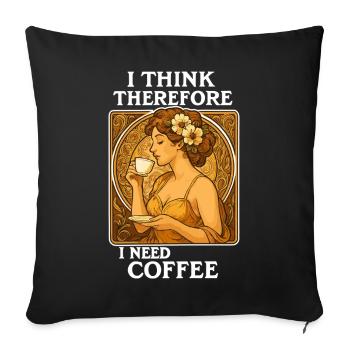 Art Nouveau Pin-Up: I think, therefore coffee - Sofa pillowcase 17,3'' x 17,3'' (45 x 45 cm) - black - Front