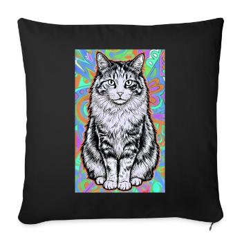 chat - Housse de coussin décorative 45 x 45 cm - noir - Devant