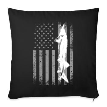Sturgeon Fishing Flag - Sofa pillowcase 17,3'' x 17,3'' (45 x 45 cm) - black - Front