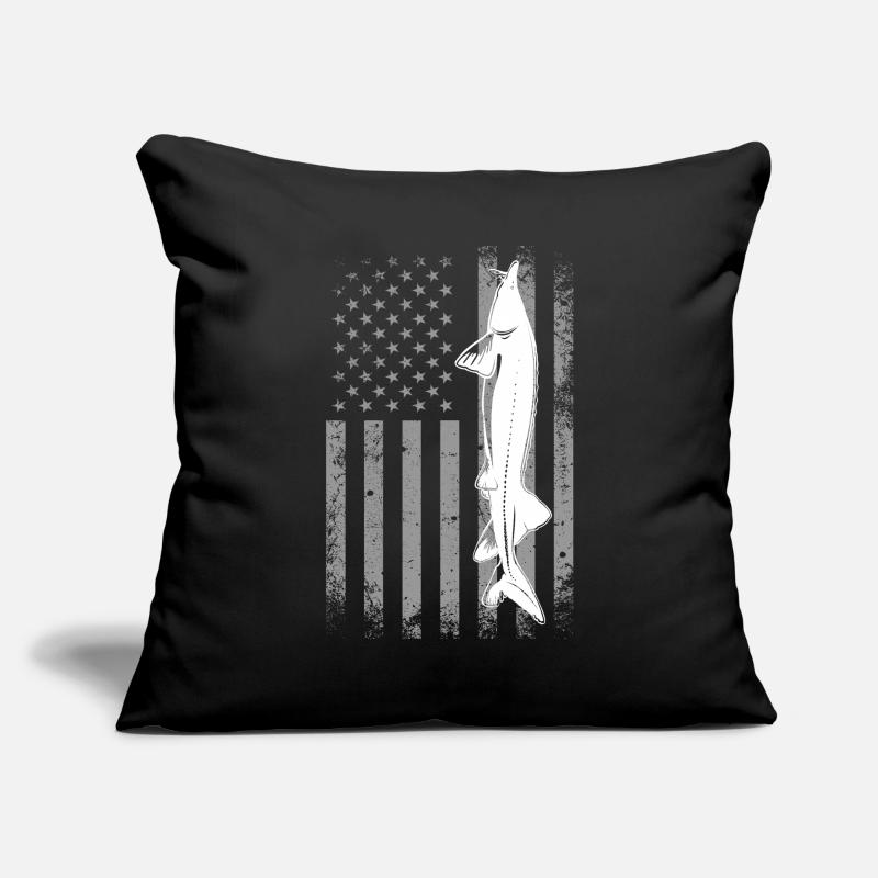 Drapeau de pêche à l’esturgeon Housse de coussin décorative 45 x 45 cm