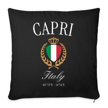 Capri Italien Wappen Krone – Reise Souvenir - Sofakissenbezug 45 x 45 cm - Schwarz - Vorne