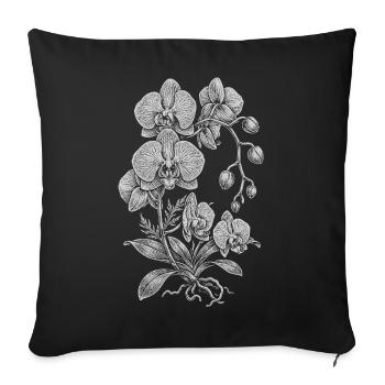 Orchidée Linework Silk Floral - Housse de coussin décorative 45 x 45 cm - noir - Devant
