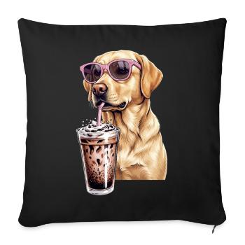 Golden retriever - Housse de coussin décorative 45 x 45 cm - noir - Devant