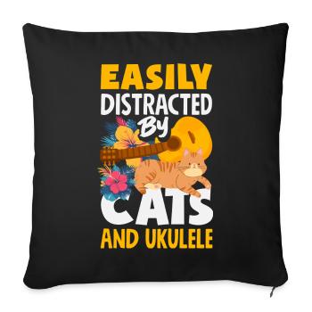 Funny Ukulele Designs and Sayings - Sofa pillowcase 17,3'' x 17,3'' (45 x 45 cm) - black - Front