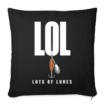 LOL Beaucoup de leurres, motif drôle de pêcheur pour - Housse de coussin décorative 45 x 45 cm - noir - Devant