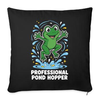 Grenouille professionnelle de sauteur d’étang - Housse de coussin décorative 45 x 45 cm - noir - Devant