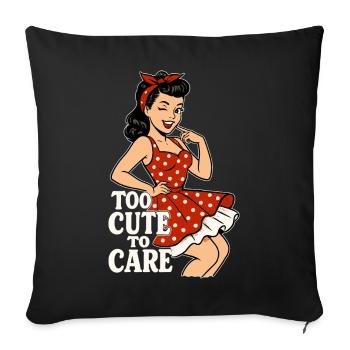 Trop mignonne pour s’en soucier – Pin-up coquine rétro - Housse de coussin décorative 45 x 45 cm - noir - Devant