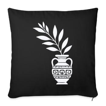 Antike Vase mit Blattzweigen - Sofakissenbezug 45 x 45 cm - Schwarz - Vorne