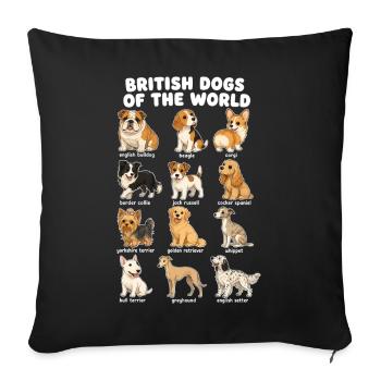  Britische Hunderassen-diagramm Niedliche - Sofakissenbezug 45 x 45 cm - Schwarz - Vorne