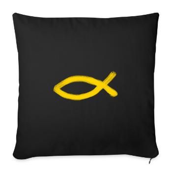 poisson Jésus jaune poisson Ichthys poisson - Housse de coussin décorative 45 x 45 cm - noir - Devant