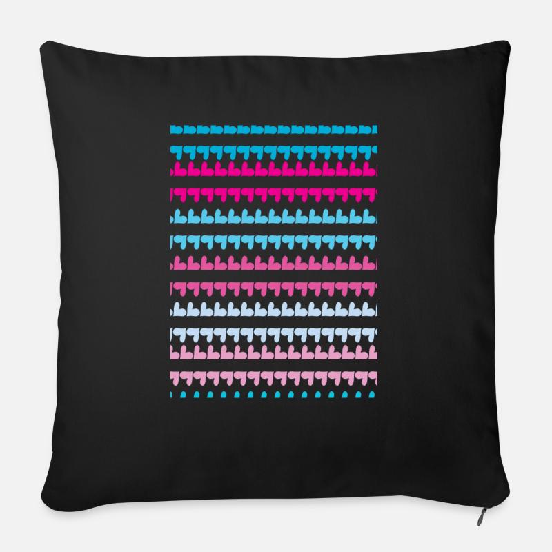 PINK BLUE HEARTS PATTERN - Sofa pillowcase 17,3'' x 17,3'' (45 x 45 cm) - black