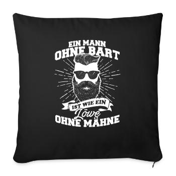 Mann Bart Löwe Vollbart - Sofakissenbezug 45 x 45 cm - Schwarz - Vorne