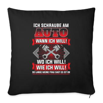 Schraube Auto wann wo wie - Sofakissenbezug 45 x 45 cm - Schwarz - Vorne