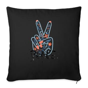 Signes de la main de paix - Housse de coussin décorative 45 x 45 cm - noir - Devant