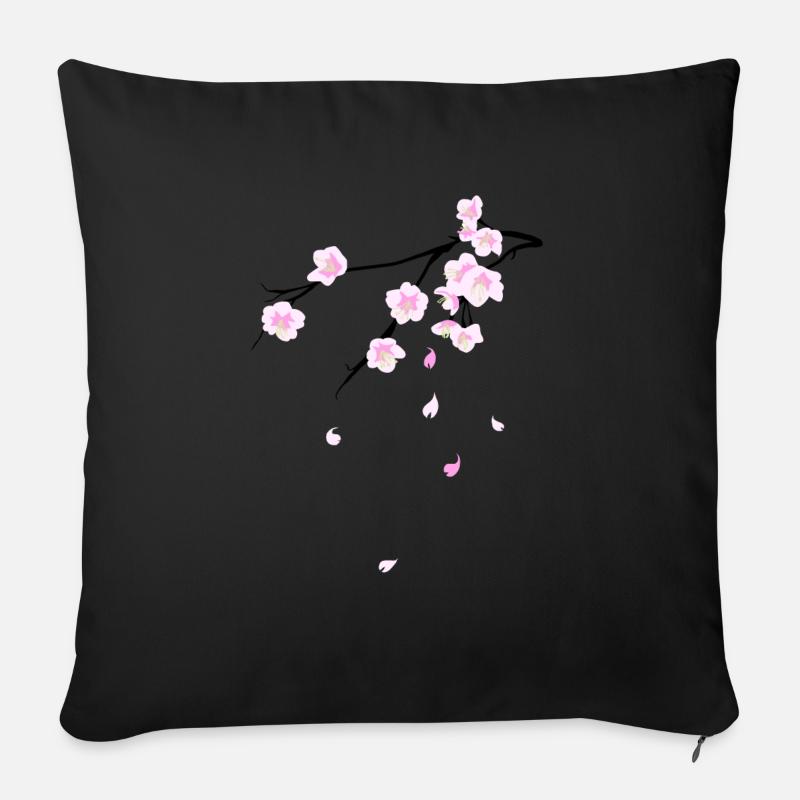 Cherry Blossoms - Sofa pillowcase 17,3'' x 17,3'' (45 x 45 cm) - black