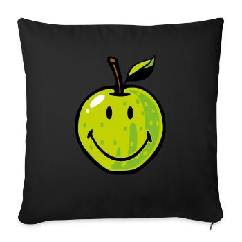 Smiley Green Apple - Sofa pillowcase 17,3'' x 17,3'' (45 x 45 cm) - black - Front
