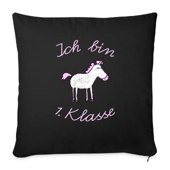 Einschulung_EInhorn_Ich am 1st grade - Sofa pillowcase 17,3'' x 17,3'' (45 x 45 cm) - black - Front