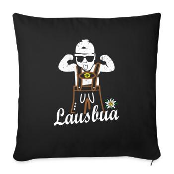 Lausbua mit Lederhose cooles Gangster Baby - Sofakissenbezug 45 x 45 cm - Schwarz - Vorne
